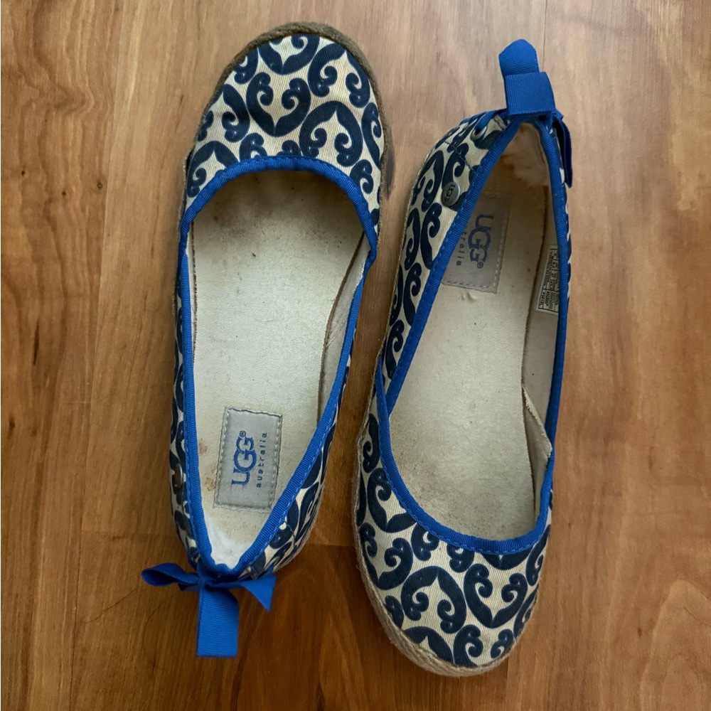 UGG Navy and Cream Patterned Ballet Flats